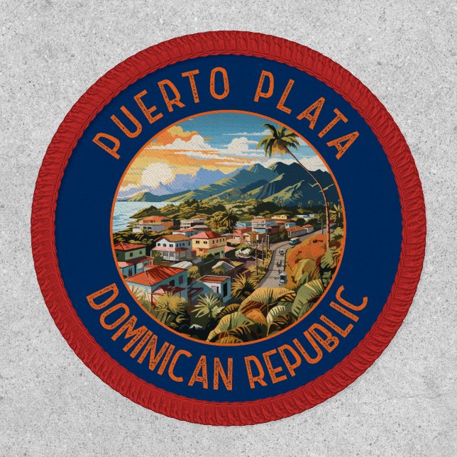 Puerto Plata Dominican Republic Sunset Retro Patch (Front)