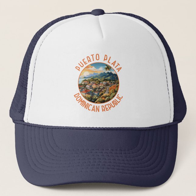 Puerto Plata Dominican Republic Sunset Retro Trucker Hat (Front)
