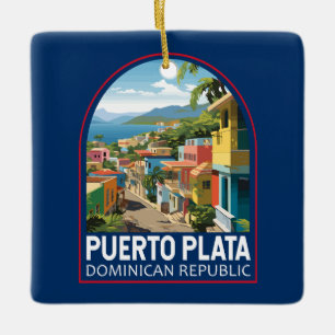 Puerto Plata Dominican Republic Travel Art Vintage Ceramic Ornament