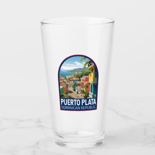 Puerto Plata Dominican Republic Travel Art Vintage Glass
