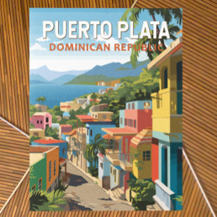 Puerto Plata Dominican Republic Travel Art Vintage Postcard