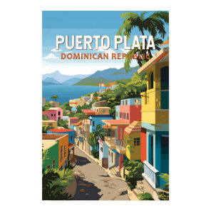 Puerto Plata Dominican Republic Travel Art Vintage Poster