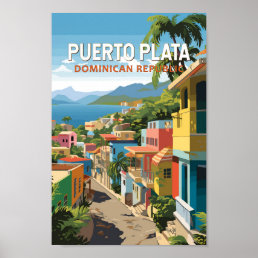Puerto Plata Dominican Republic Travel Art Vintage Poster