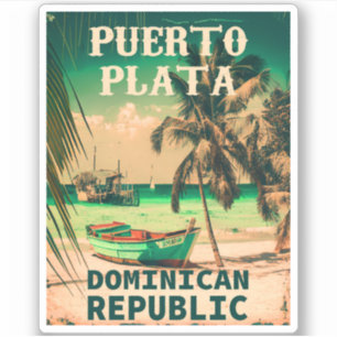 Puerto Plata Dominican Republic Vintage Retro 80s Sticker