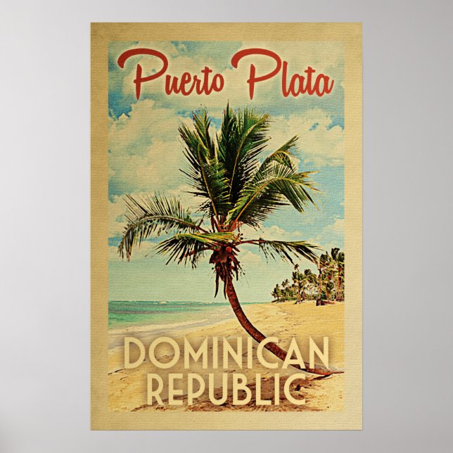 Puerto Plata Palm Tree Vintage Travel Poster (Front)
