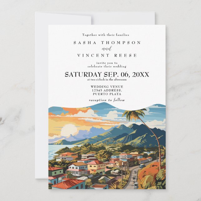 Puerto Plata Wedding Invitation Retro (Front)
