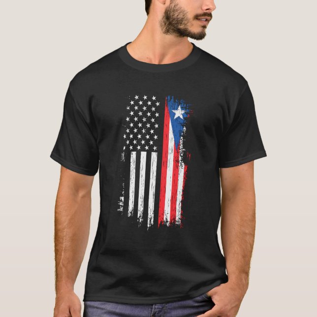 Puerto Rican American Flag - Puerto Rico Usa T-Shirt (Front)