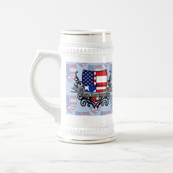 Puerto Rican American Shield Flag Coffee Mugs