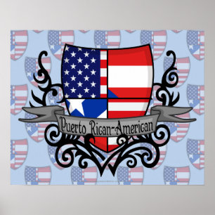 Puerto Rican-American Shield Flag Poster