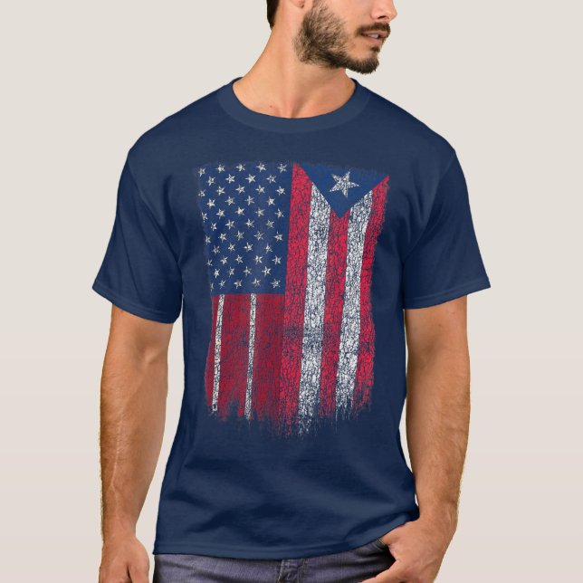 Puerto Rican American  US Puerto Rico Flag Pride T-Shirt (Front)