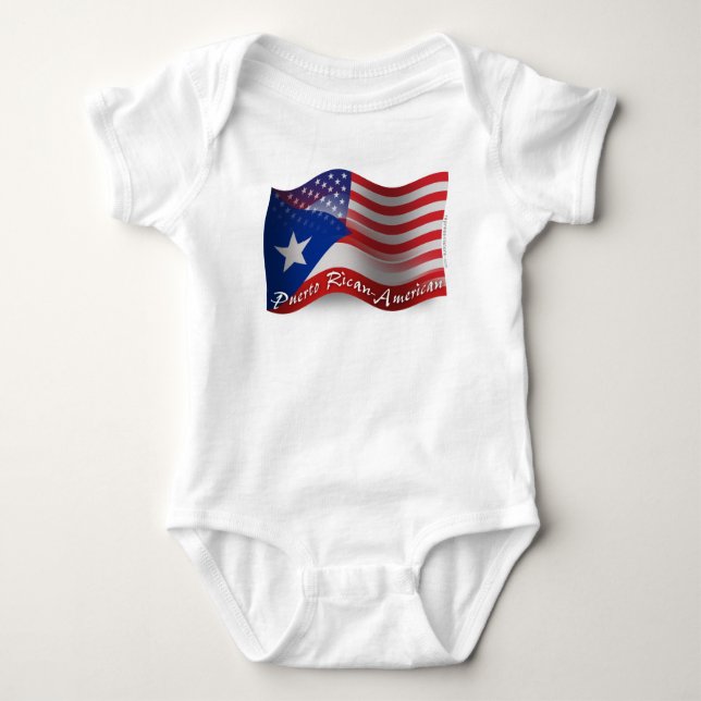 Puerto Rican-American Waving Flag Baby Bodysuit (Front)