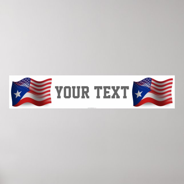 Puerto Rican-American Waving Flag Banner Poster (Front)
