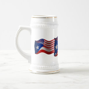 Puerto Rican-American Waving Flag Beer Stein