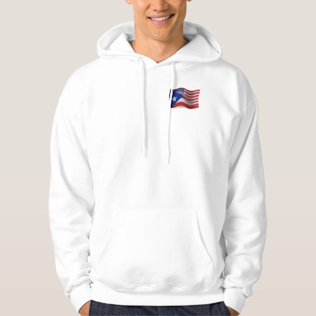 Puerto Rican-American Waving Flag Hoodie (Front)