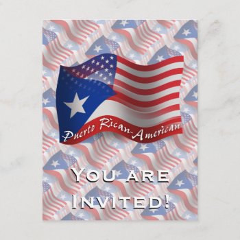Puerto Rican-american Waving Flag Invitation by representshop at Zazzle