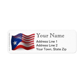 Puerto Rican-american Waving Flag Label by representshop at Zazzle