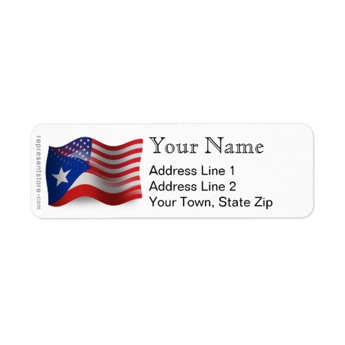 Puerto Rican_American Waving Flag Label