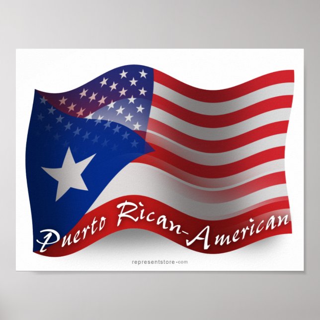 Puerto Rican-American Waving Flag Poster (Front)