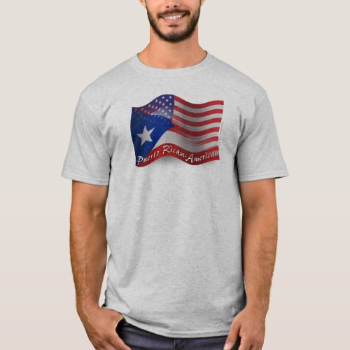 Puerto Rican_American Waving Flag T_Shirt