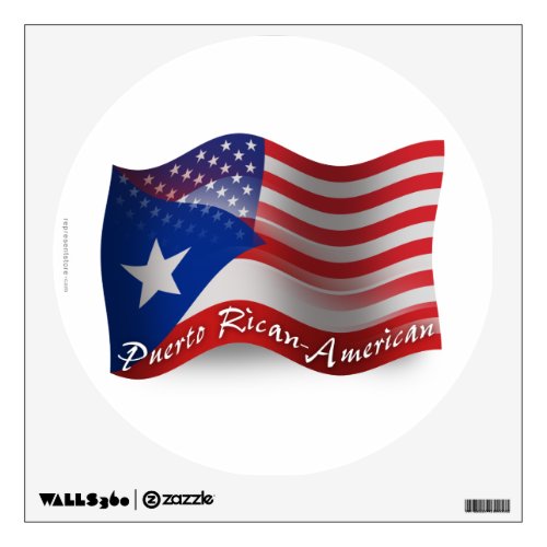 Puerto Rican_American Waving Flag Wall Decal