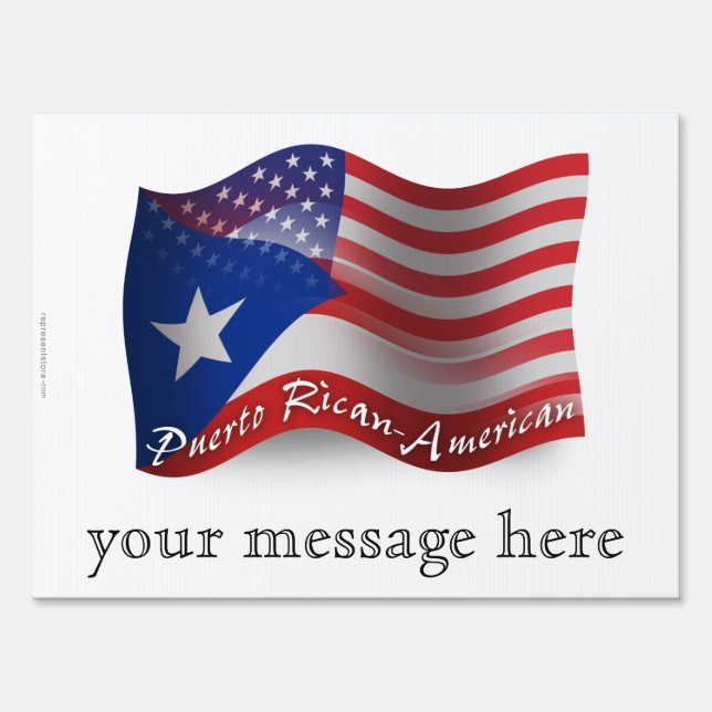 Puerto Rican-American Waving Flag Yard Sign (Front)