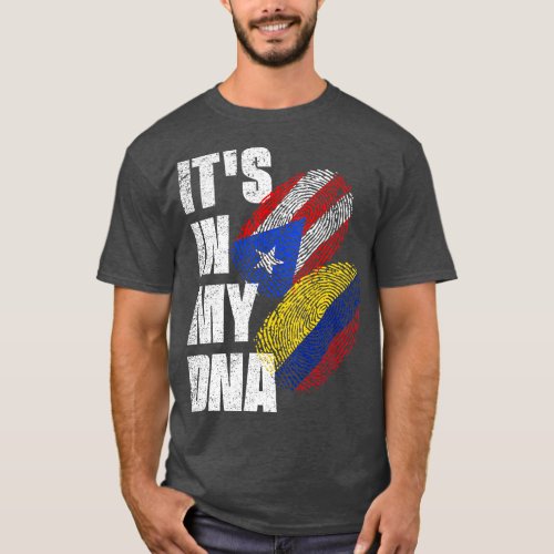 Puerto Rican And Colombian DNA Flag Heritage T_Shirt