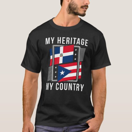 Puerto Rican And Dominican Pride Heritage Flag 1 T_Shirt