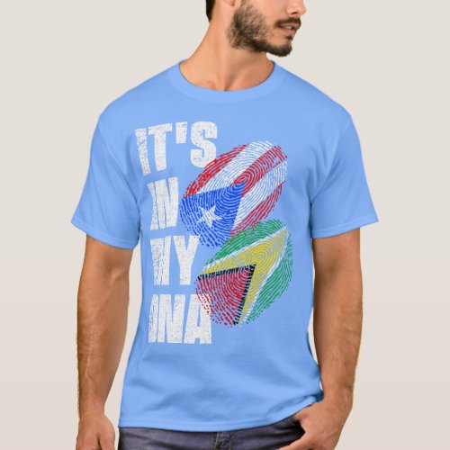 Puerto Rican And Guyanese Mix DNA Flag Heritage T_Shirt