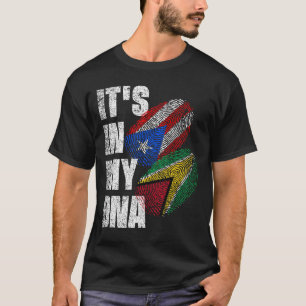 Puerto Rican And Guyanese Mix DNA Flag Heritage  T-Shirt