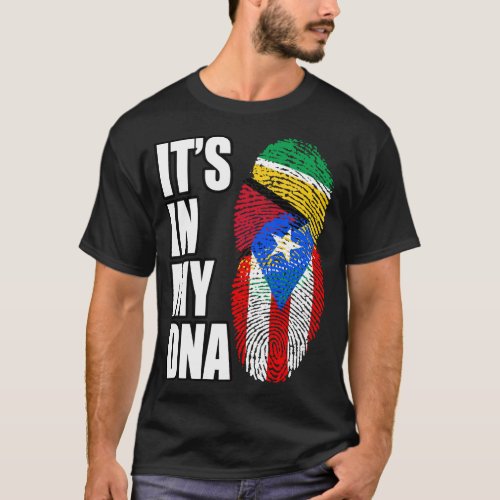 Puerto Rican And Guyanese Mix DNA Flag Heritage T_Shirt