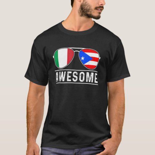 Puerto Rican And Italian Awesome Pride Sunglasses  T_Shirt