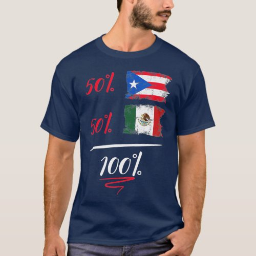 Puerto Rican And Mexican Heritage Flag Pride DNA H T_Shirt