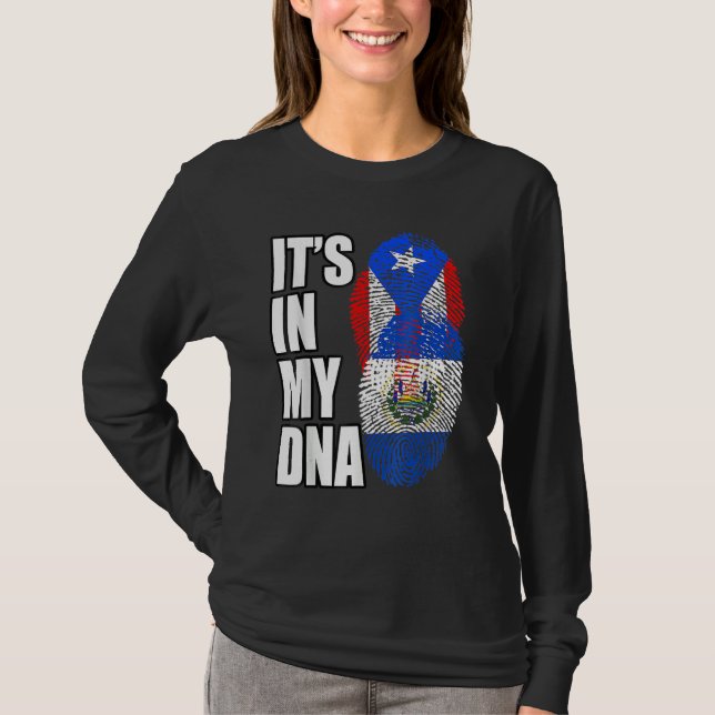 Puerto Rican And Salvadorian Mix Flag T-Shirt (Front)