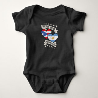 Puerto Rican Argentinian Heart Flags Puerto Rico A Baby Bodysuit