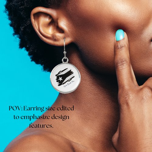 Puerto Rican Black and White Flag Viva Puerto Rico Earrings