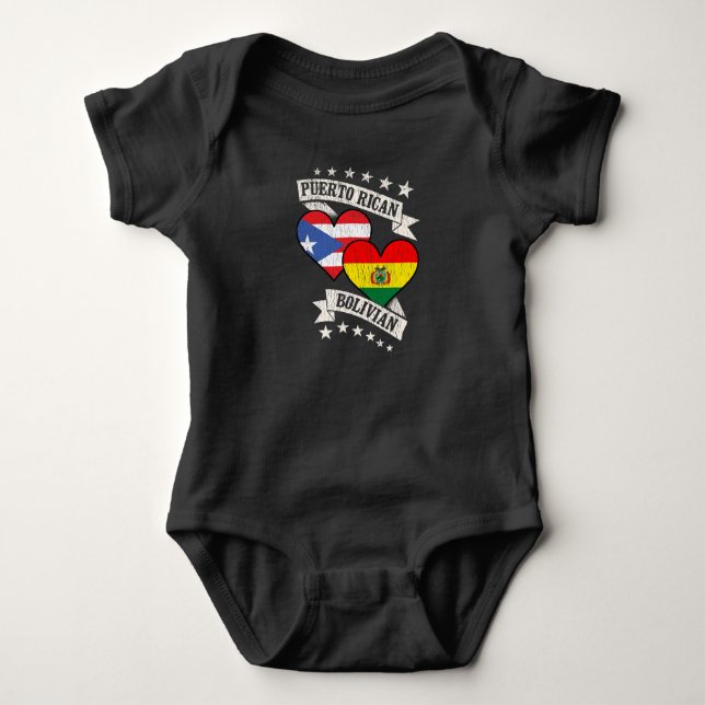 Puerto Rican Bolivian Heart Flags Puerto Rico Boli Baby Bodysuit (Front)