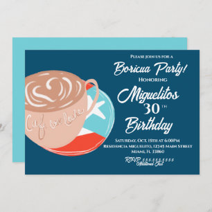 Puerto Rican Boricua Hispanic Latin Fiesta Coffee Invitation