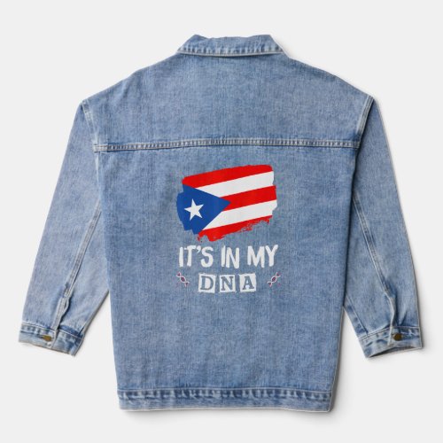 Puerto Rican Boy Girl Its in my DNA Puerto Rico R Denim Jacket
