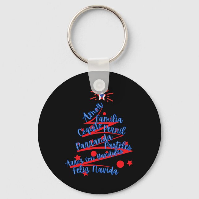 Puerto Rican Christmas Feliz Navidad  Keychain (Front)