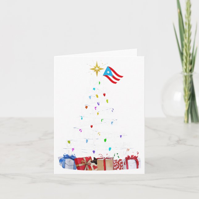 Puerto Rican Christmas Tree Lights Food Traditions Card (Front)