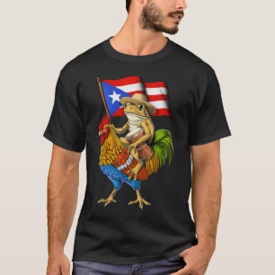 Puerto Rican Coqui Frog Riding Rooster T-Shirt