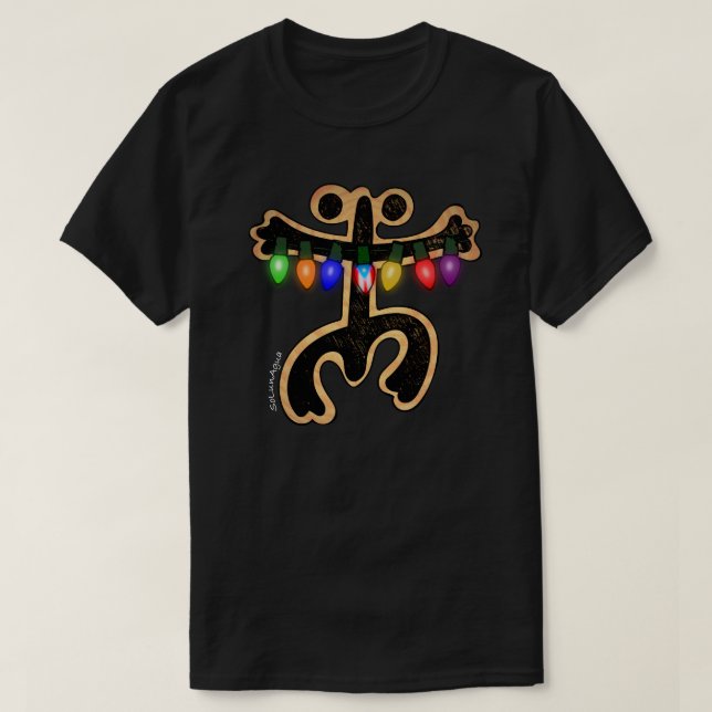 Puerto Rican Coquí Taíno Christmas Boricua Flag T-Shirt (Design Front)