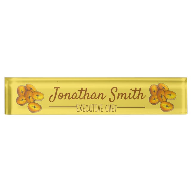 Puerto Rican Cuban Jamaican Fried Plantains Desk Name Plate (Front)