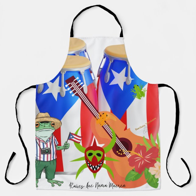 Puerto Rican Cultural Cooking Gift Apron (Front)