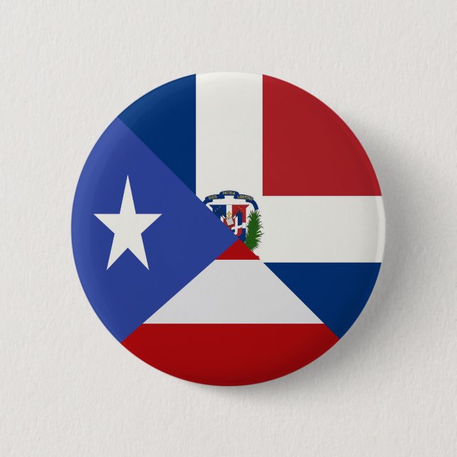 Puerto Rican Dominican Flag | PR DR Republic Button (Front)