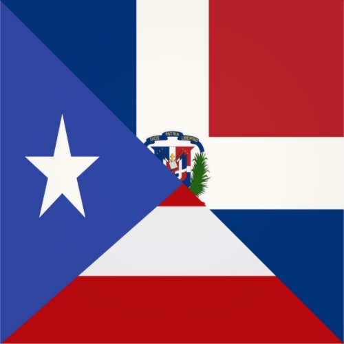 Puerto Rican Dominican Flag  PR DR Republic Sticker