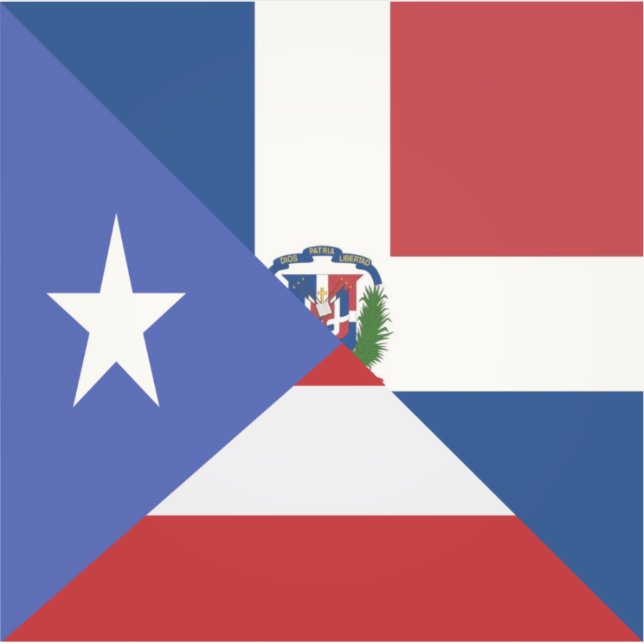 Puerto Rican Dominican Flag | PR DR Republic Sticker (Front)