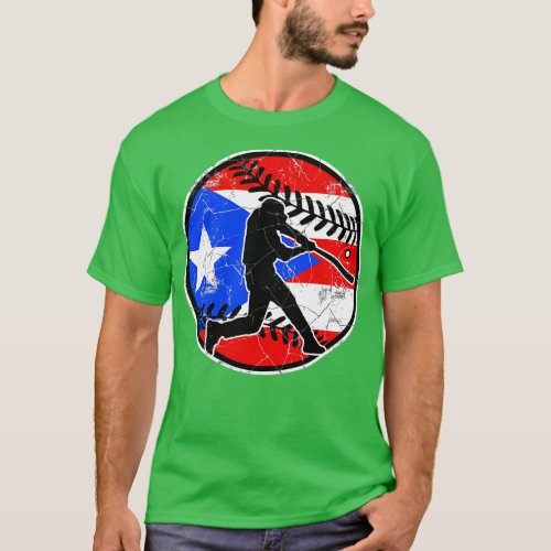 Puerto Rican Flag Baseball Hitter Puerto Rico Base T_Shirt