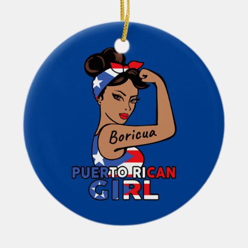 Puerto Rican Flag Boricua Girl Womens Puerto Rico Ceramic Ornament