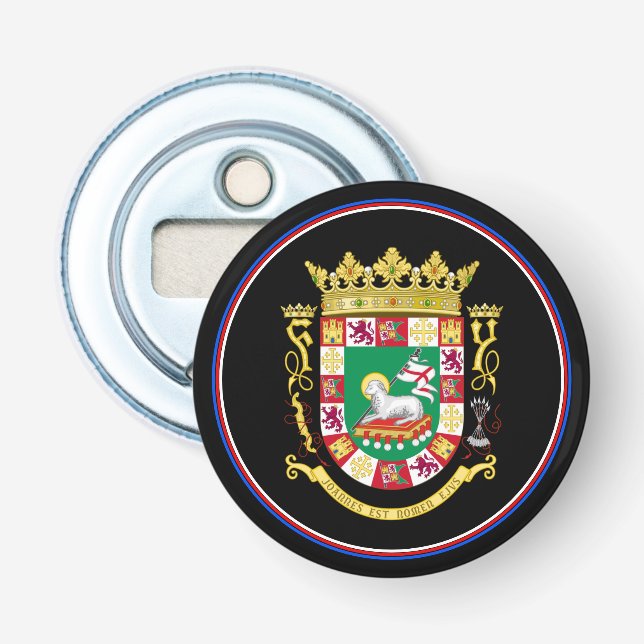 Puerto Rican Flag Bottle Opener, Emblem / Party Bottle Opener (Front)